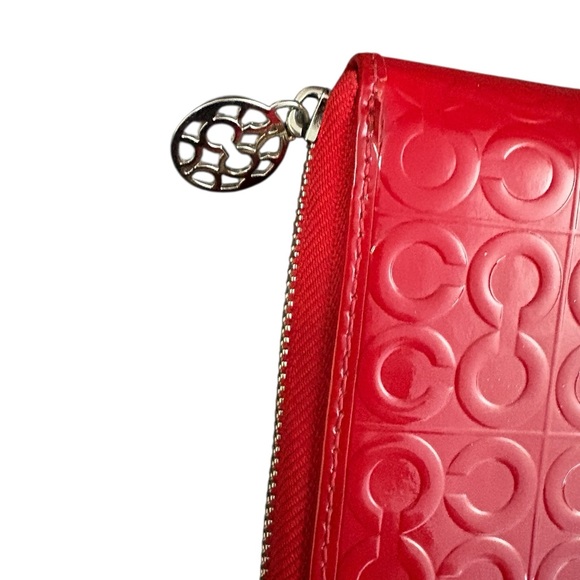 Coach Embossed Red Leather Zip Planner/Wallet/Organizer Clutch & Coach Pen - Picture 8 of 12